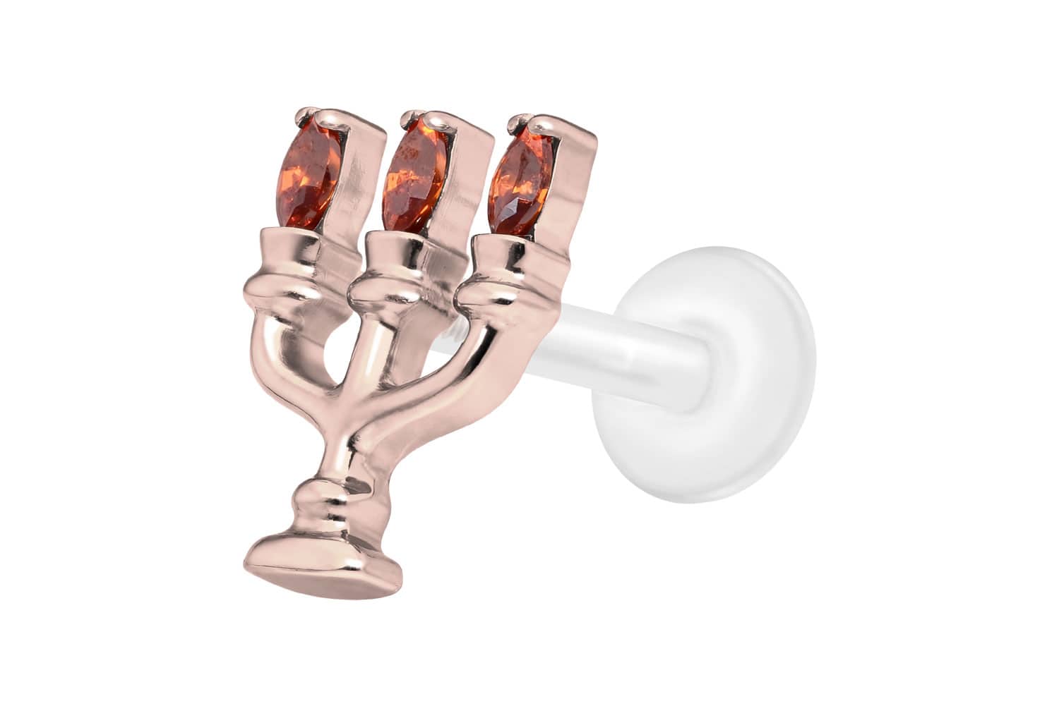 PTFE Labret Piercing mit Innengewinde + Titan-Aufsatz KERZENLEUCHTER